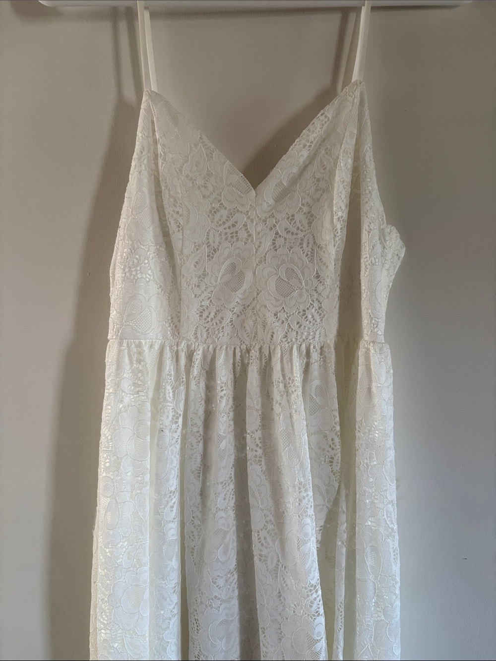 White Lace Spaghetti Strap Dress - Picture 6 of 7